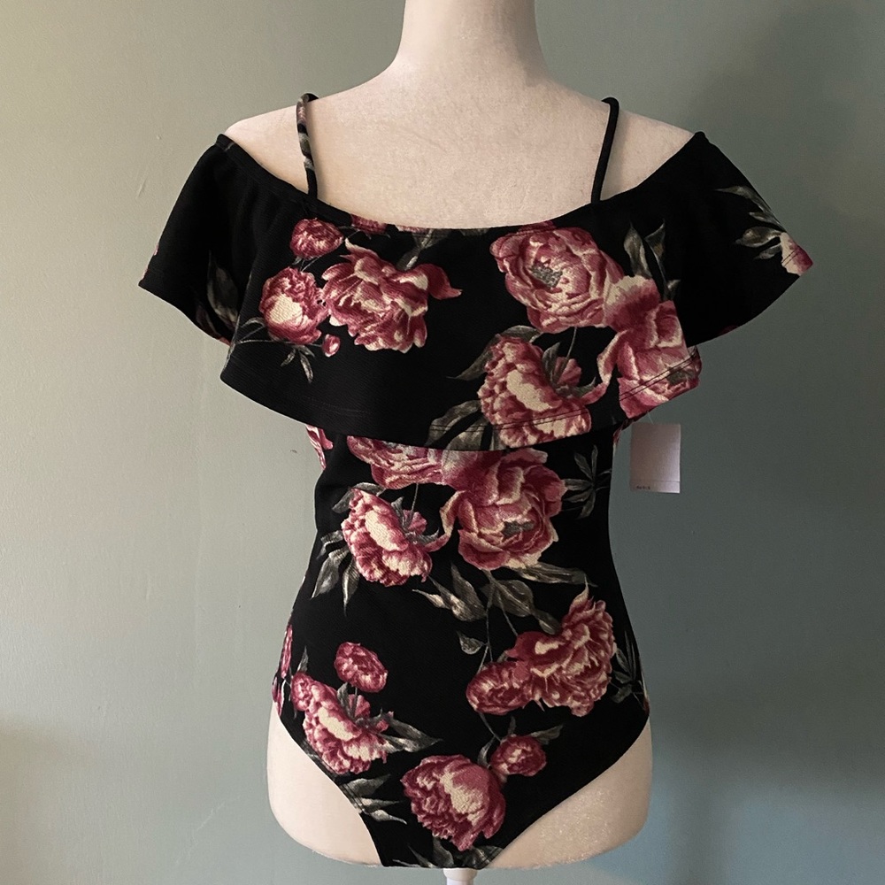 NWT Charlotte Russe Floral Off Shoulder Bodysuit